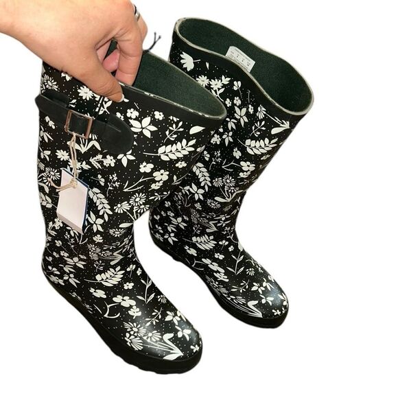 NWT Mountain Warehouse Women’s Tall Rain Boots US 8 - Floral Print Wellies - Picture 6 of 14